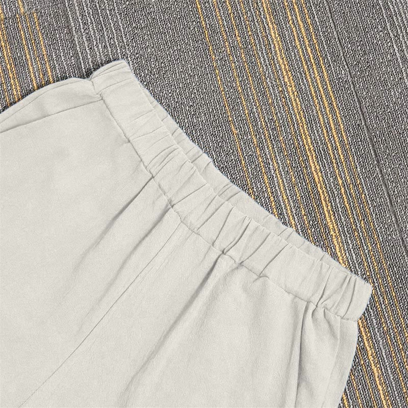 Tactile Cotton Linen Tapered Meditation Pants with Elastic Waist