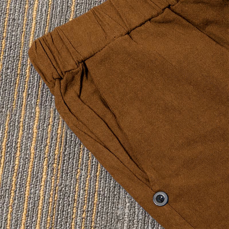 Tactile Cotton Linen Tapered Meditation Pants with Elastic Waist