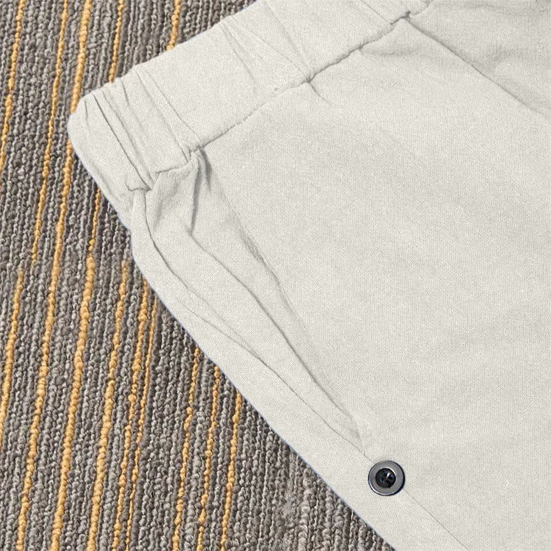Tactile Cotton Linen Tapered Meditation Pants with Elastic Waist
