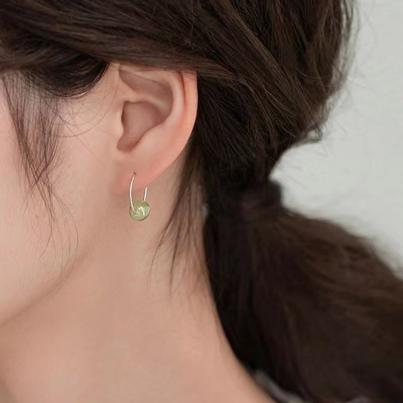 925 Sterling Silver Hetian Jade Bead Luck Earrings