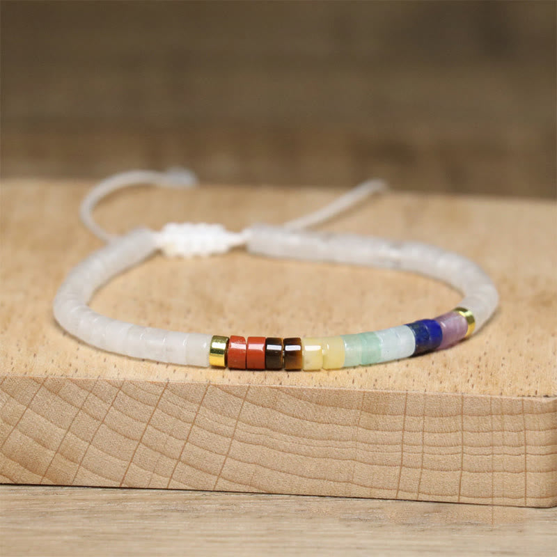 Natural White Crystal Black Onyx Clarity Spacer Bead Bracelet