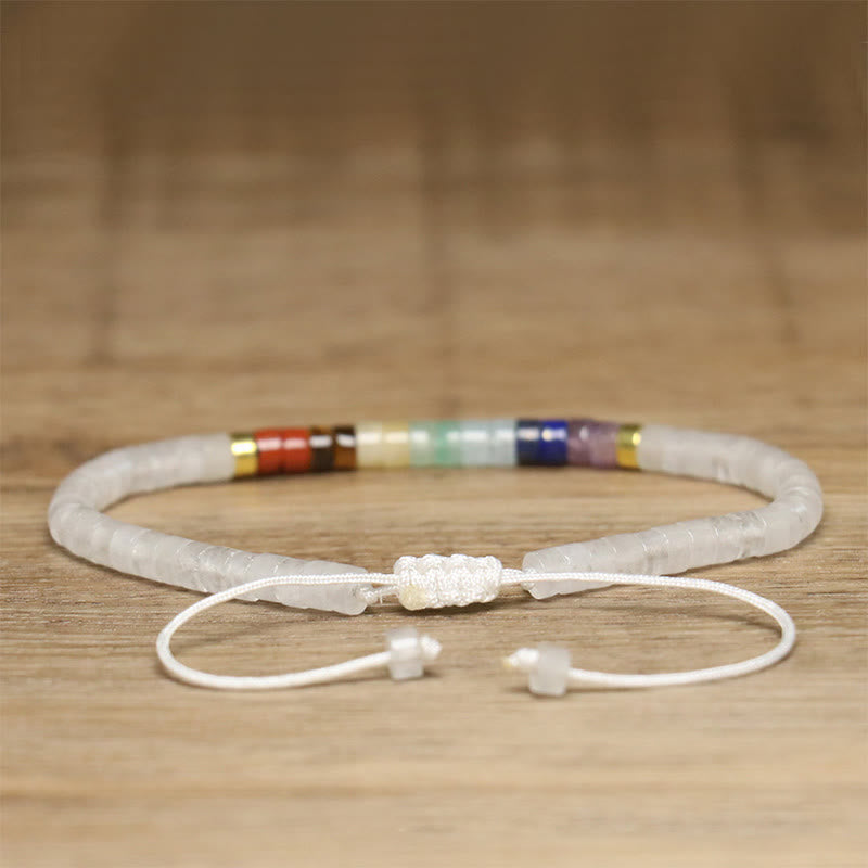 Natural White Crystal Black Onyx Clarity Spacer Bead Bracelet