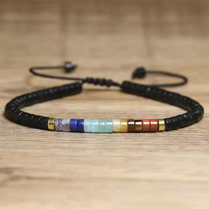 Natural White Crystal Black Onyx Clarity Spacer Bead Bracelet