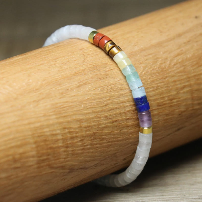 Natural White Crystal Black Onyx Clarity Spacer Bead Bracelet