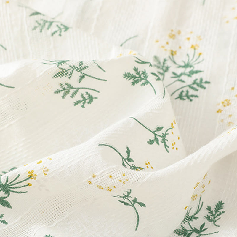 Retro Printing Floral Plant Pattern Chinese Frog-Button Design Women's Cotton Sleeveless Vest