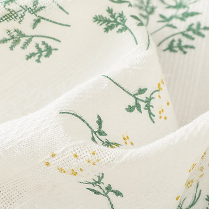 Retro Printing Floral Plant Pattern Chinese Frog-Button Design Women's Cotton Sleeveless Vest