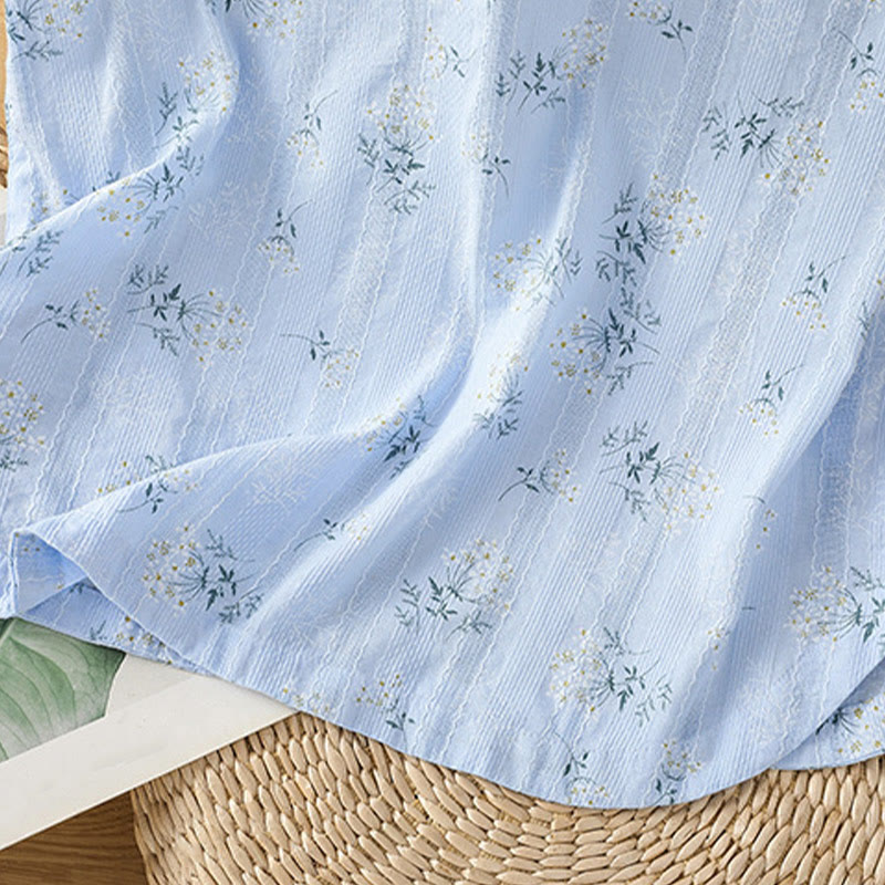 Retro Printing Floral Plant Pattern Chinese Frog-Button Design Women's Cotton Sleeveless Vest