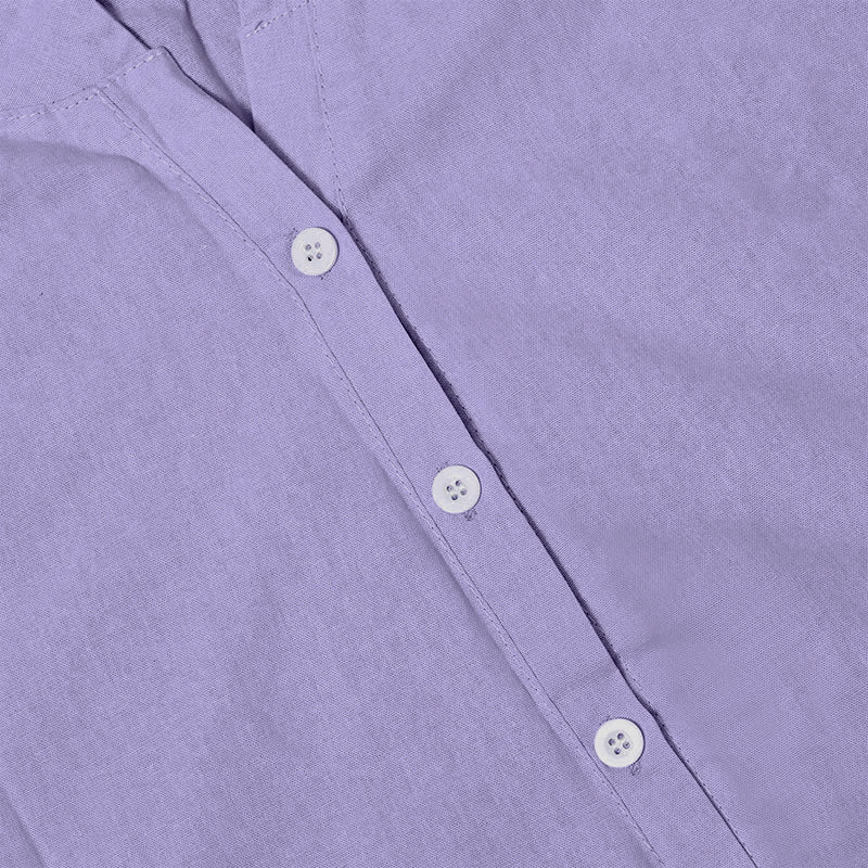 Casual Plain Button Notched Collar Women's Short Sleeve Shirt
