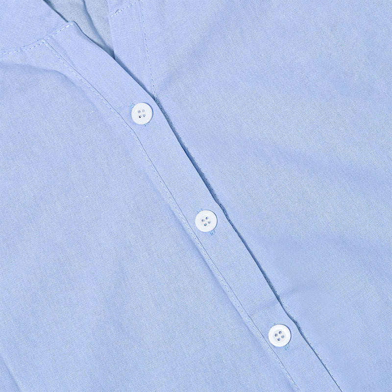 Casual Plain Button Notched Collar Women's Short Sleeve Shirt