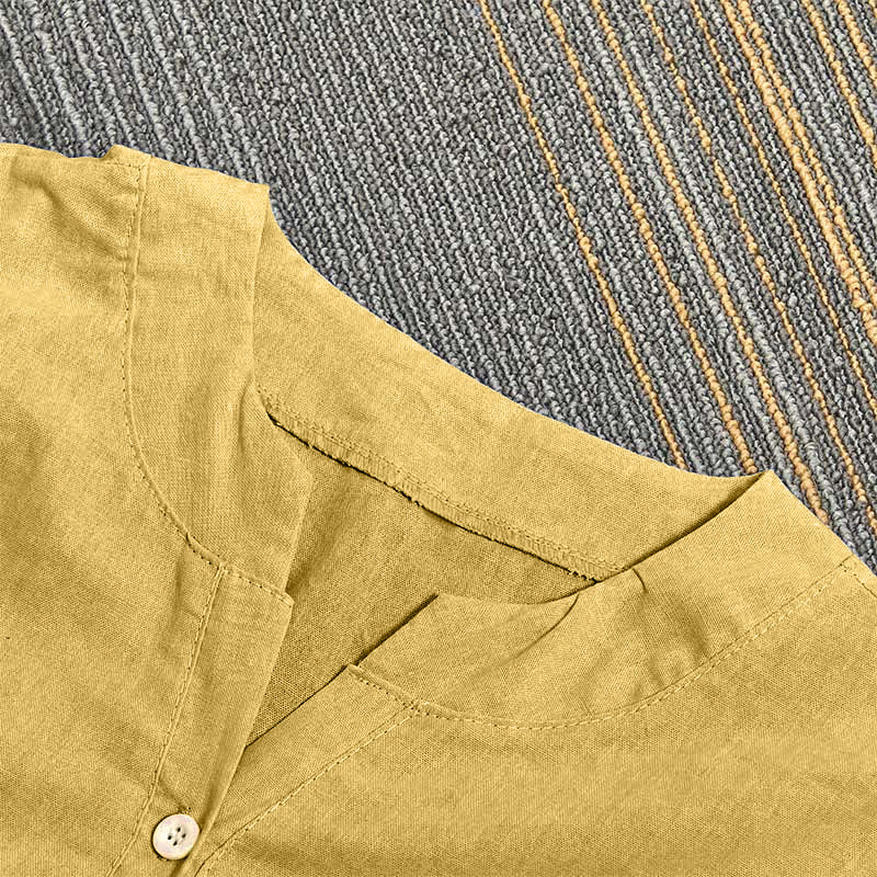 Casual Plain Button Notched Collar Women's Short Sleeve Shirt