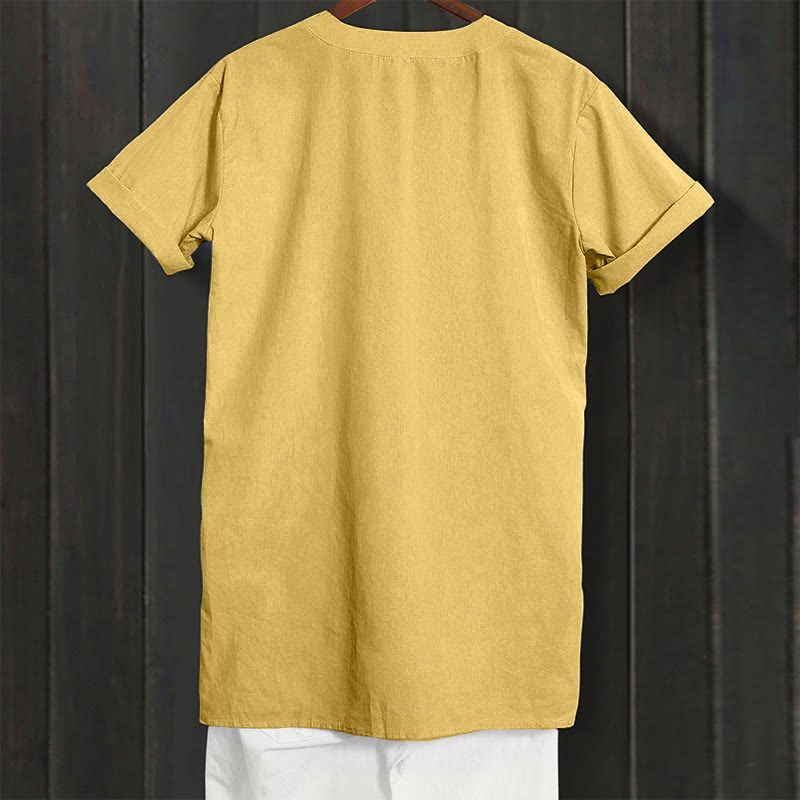 Casual Plain Button Notched Collar Women's Short Sleeve Shirt
