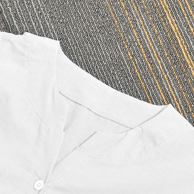 Casual Plain Button Notched Collar Women's Short Sleeve Shirt