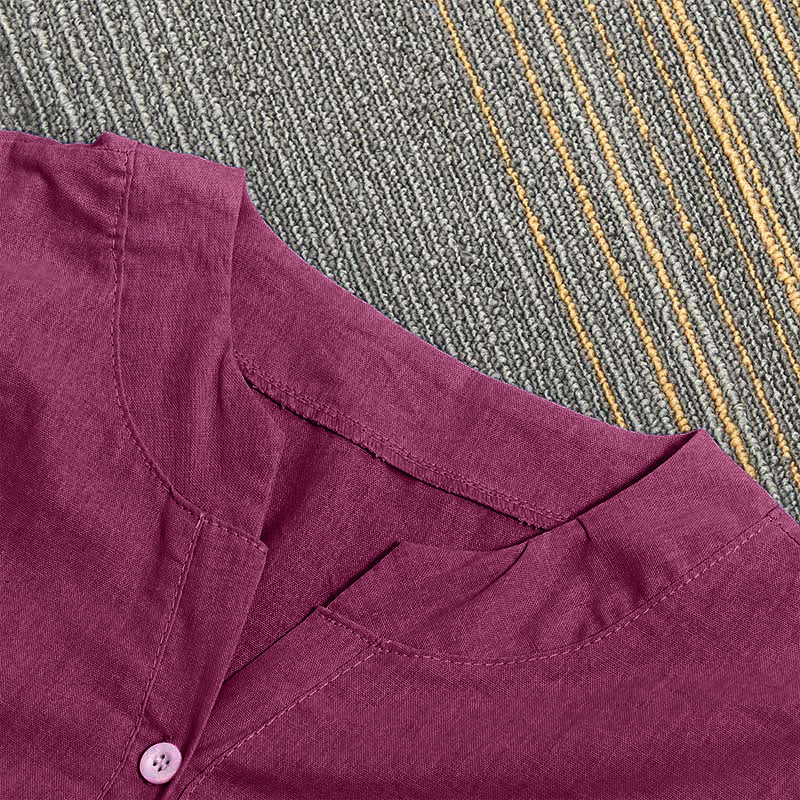 Casual Plain Button Notched Collar Women's Short Sleeve Shirt