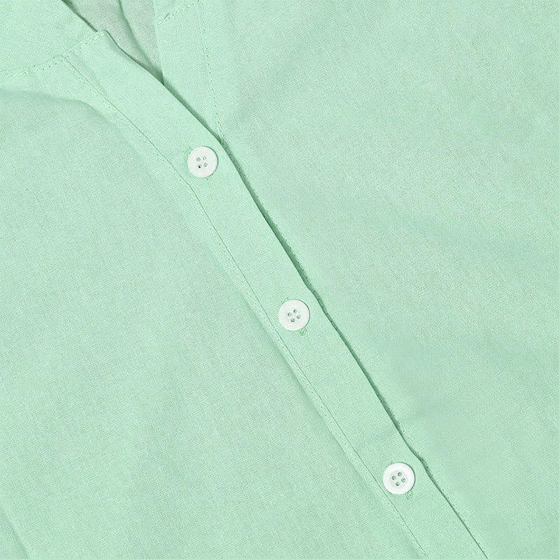 Casual Plain Button Notched Collar Women's Short Sleeve Shirt