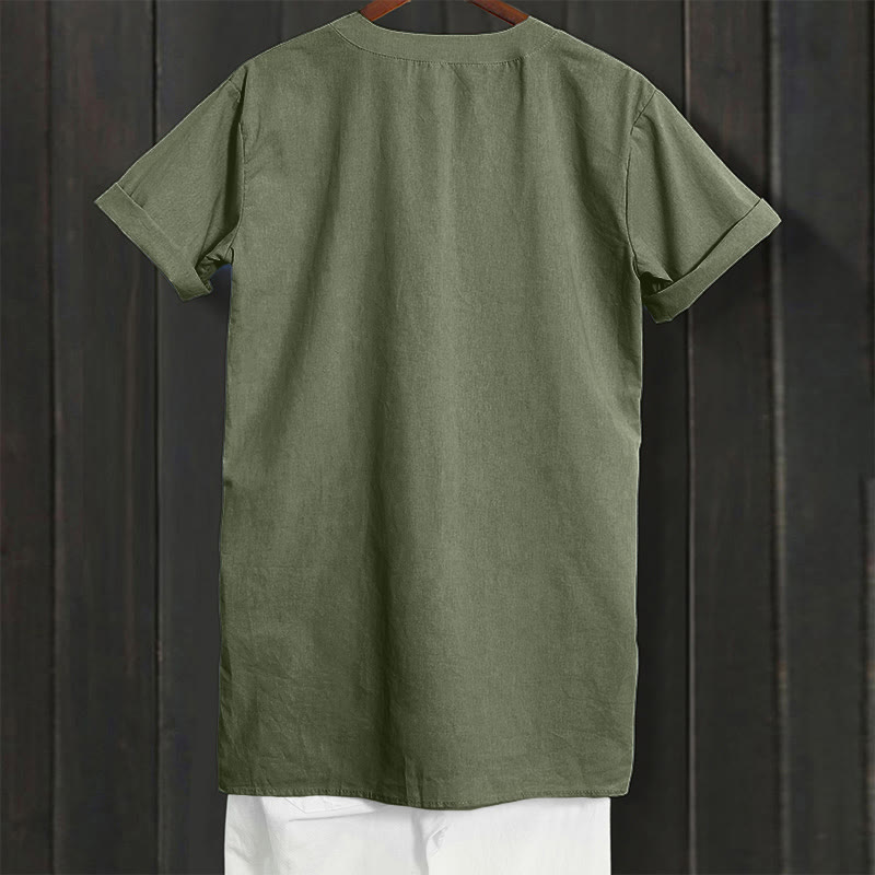 Casual Plain Button Notched Collar Women's Short Sleeve Shirt