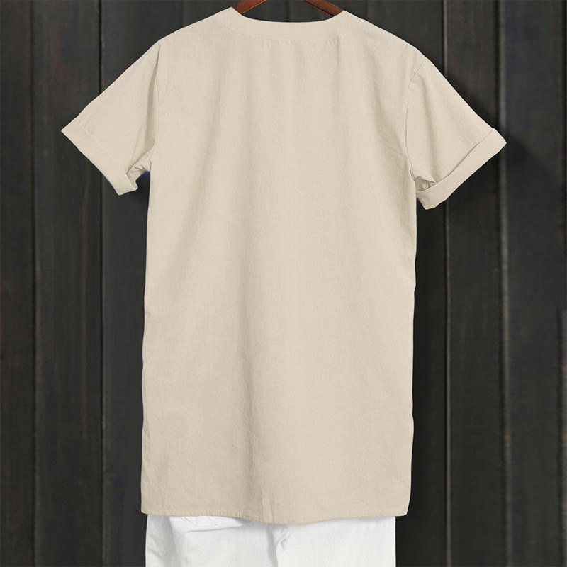 Casual Plain Button Notched Collar Women's Short Sleeve Shirt
