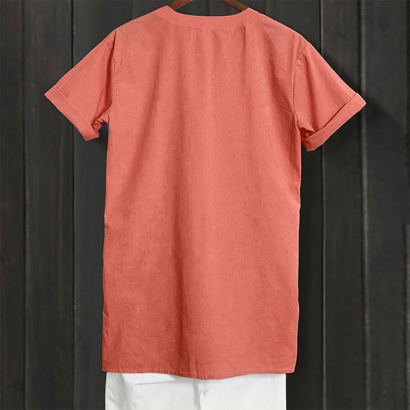 Casual Plain Button Notched Collar Women's Short Sleeve Shirt