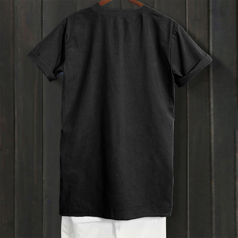 Casual Plain Button Notched Collar Women's Short Sleeve Shirt