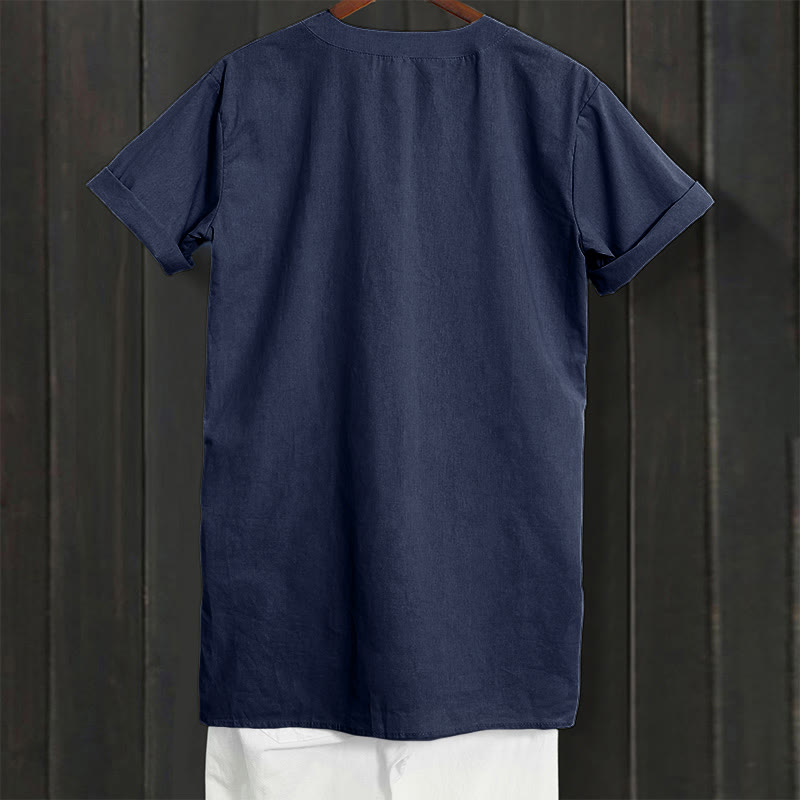 Casual Plain Button Notched Collar Women's Short Sleeve Shirt