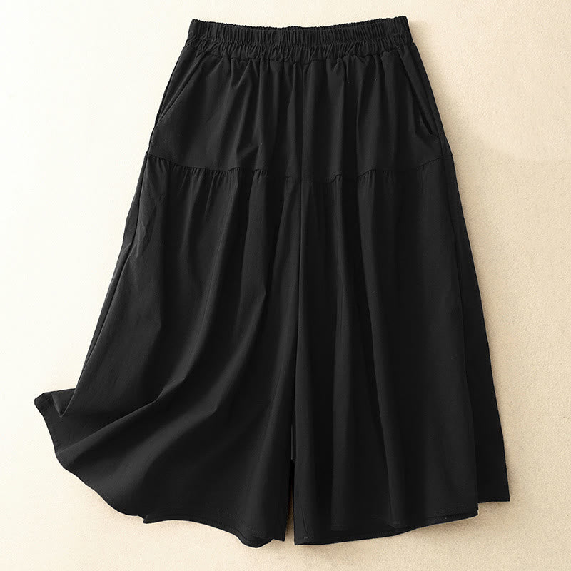 Tactile Cotton Linen Cropped Wide-Leg Meditation Pants