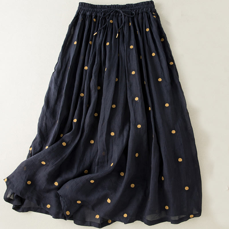 Artistic Vintage Dot Pattern Women's Pleated Skirt