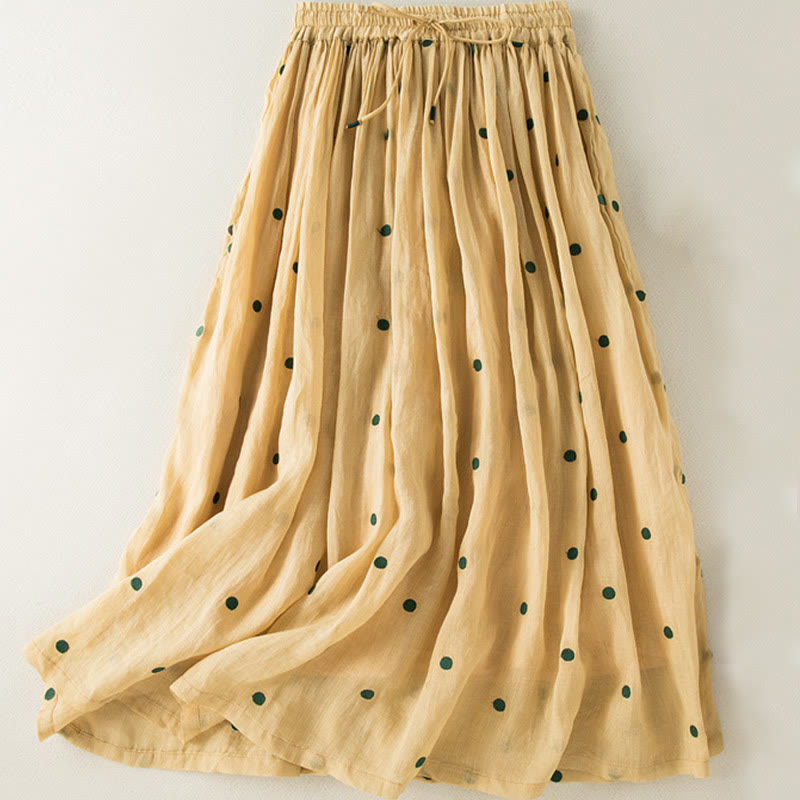 Artistic Vintage Dot Pattern Women's Pleated Skirt