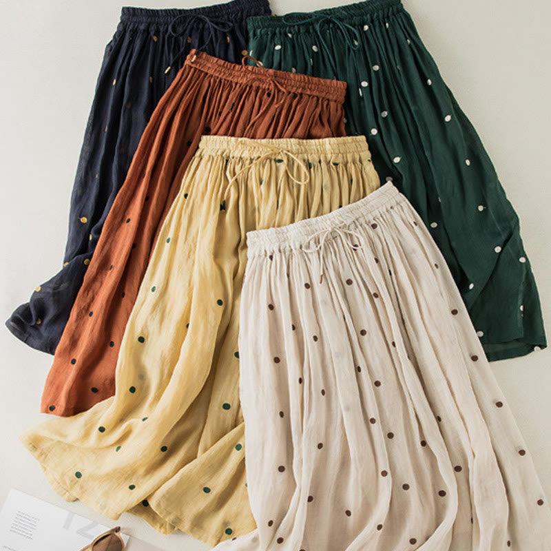 Artistic Vintage Dot Pattern Women's Pleated Skirt