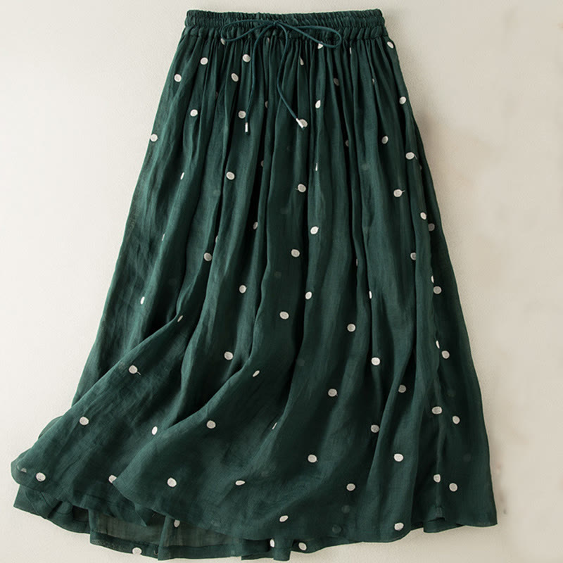Artistic Vintage Dot Pattern Women's Pleated Skirt
