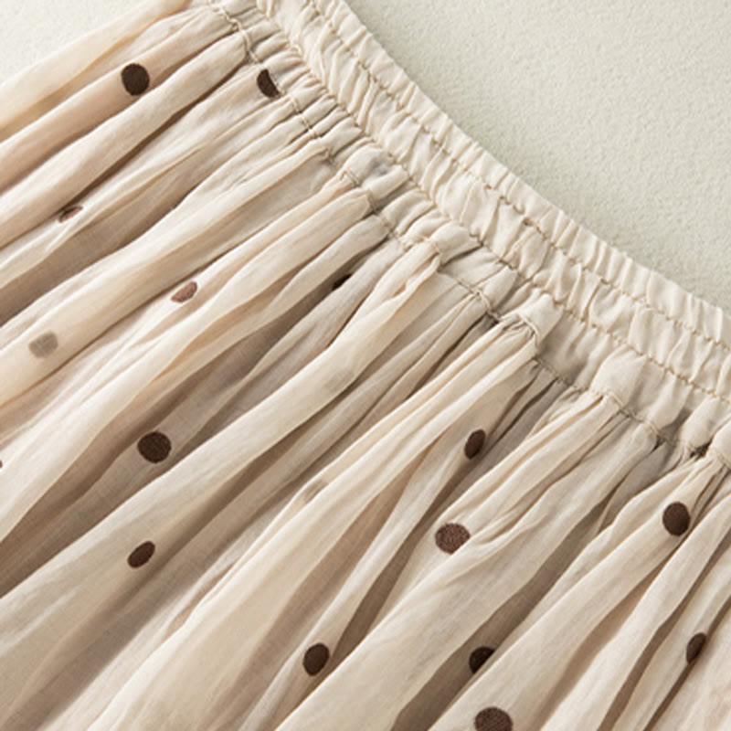 Artistic Vintage Dot Pattern Women's Pleated Skirt