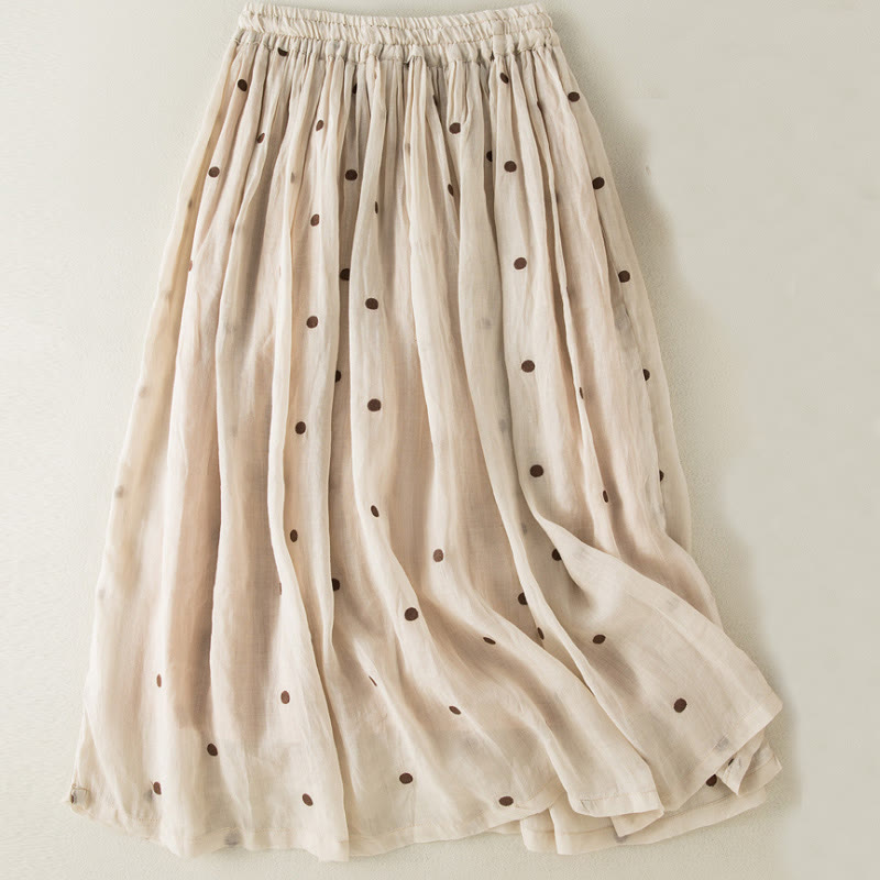 Artistic Vintage Dot Pattern Women's Pleated Skirt
