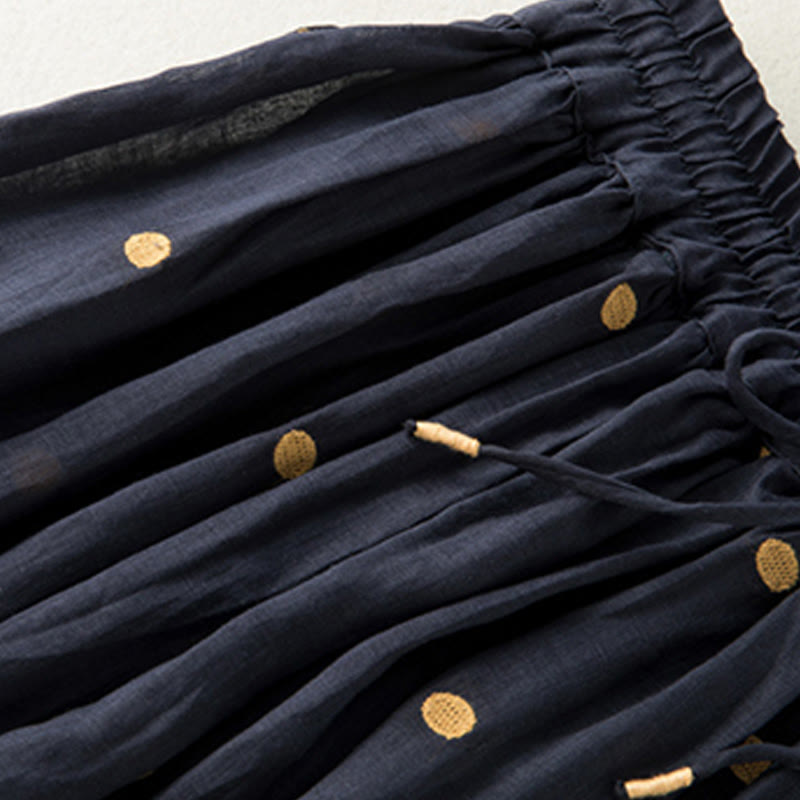 Artistic Vintage Dot Pattern Women's Pleated Skirt