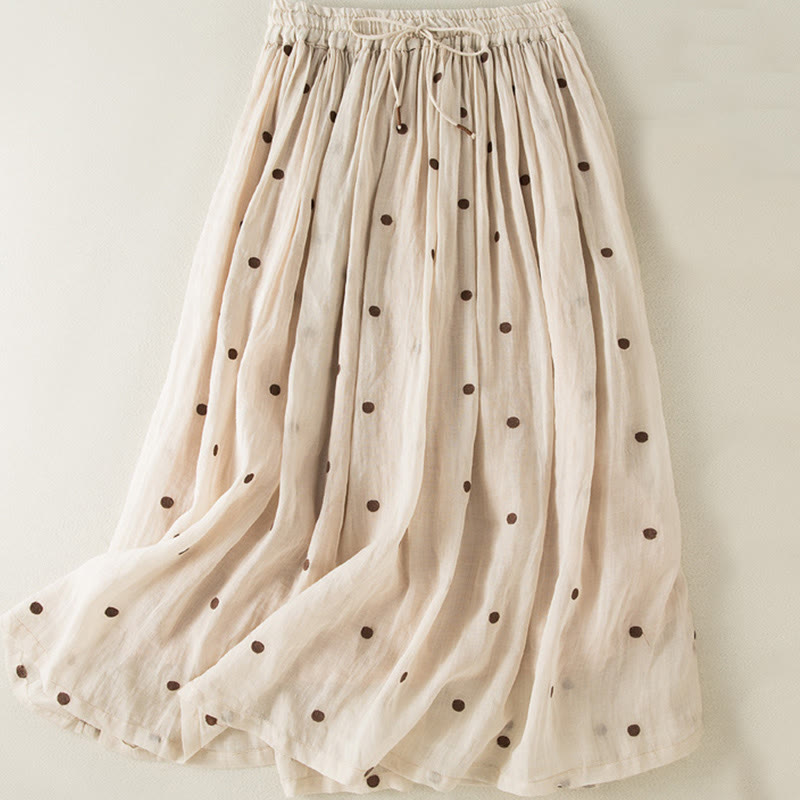 Artistic Vintage Dot Pattern Women's Pleated Skirt