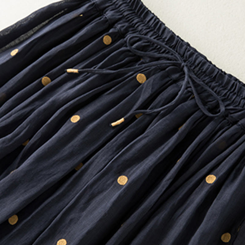 Artistic Vintage Dot Pattern Women's Pleated Skirt