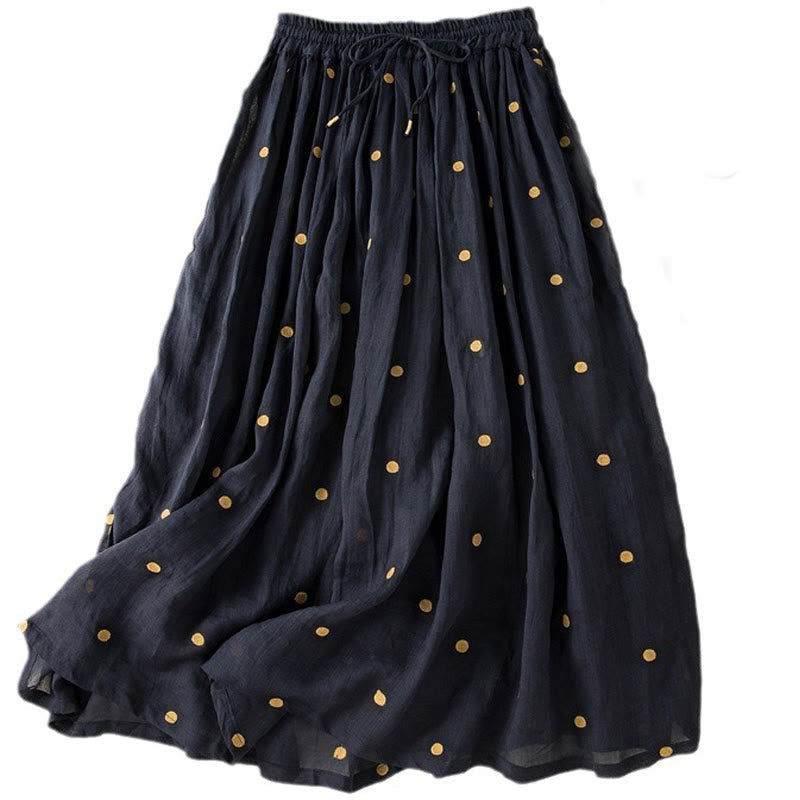 Artistic Vintage Dot Pattern Women's Pleated Skirt