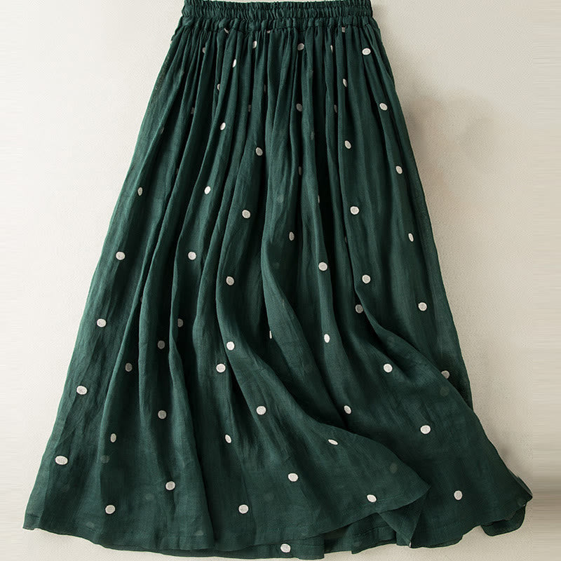 Artistic Vintage Dot Pattern Women's Pleated Skirt