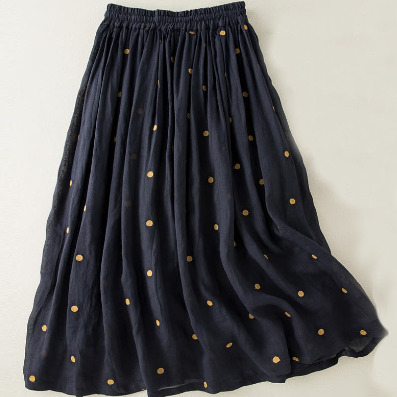 Artistic Vintage Dot Pattern Women's Pleated Skirt