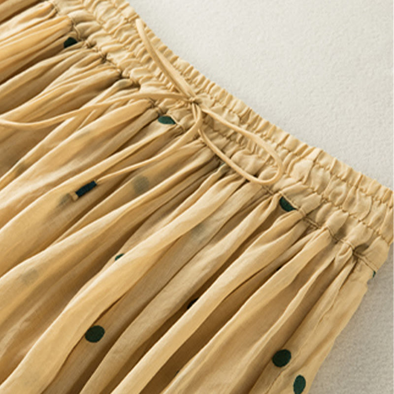 Artistic Vintage Dot Pattern Women's Pleated Skirt