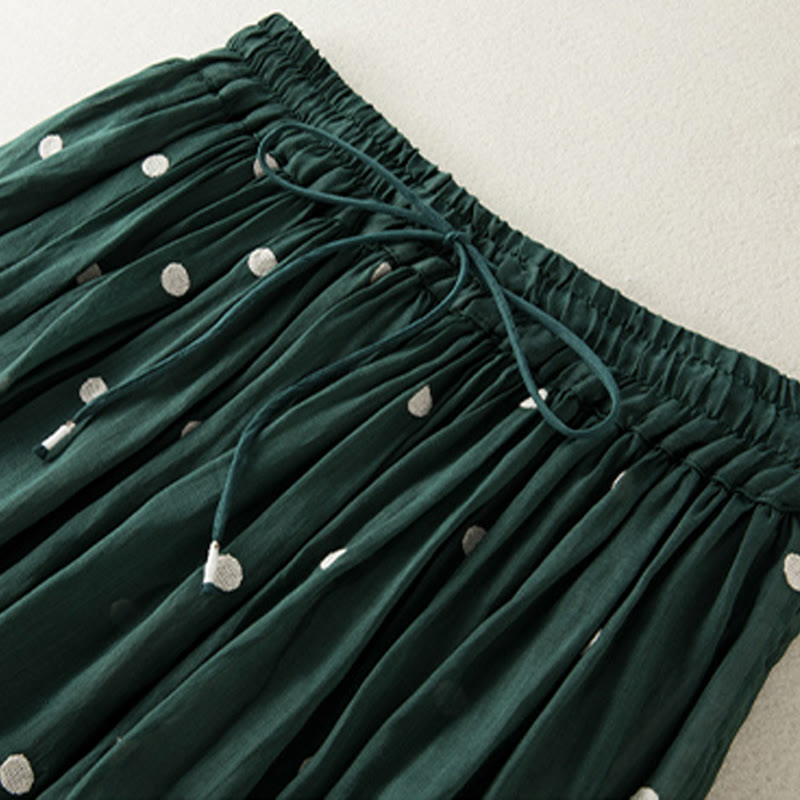 Artistic Vintage Dot Pattern Women's Pleated Skirt