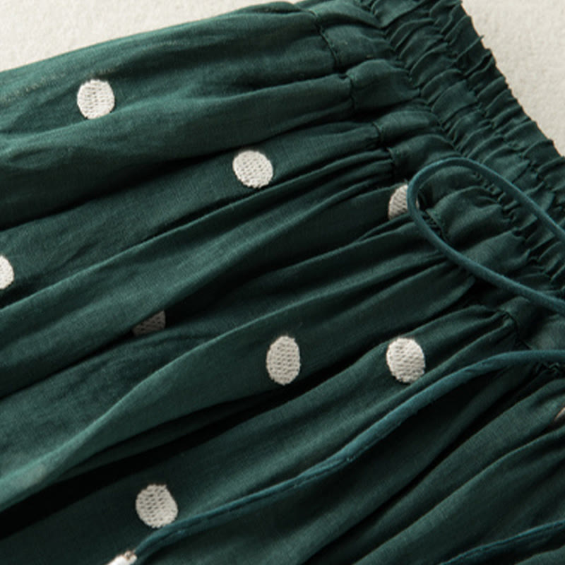 Artistic Vintage Dot Pattern Women's Pleated Skirt