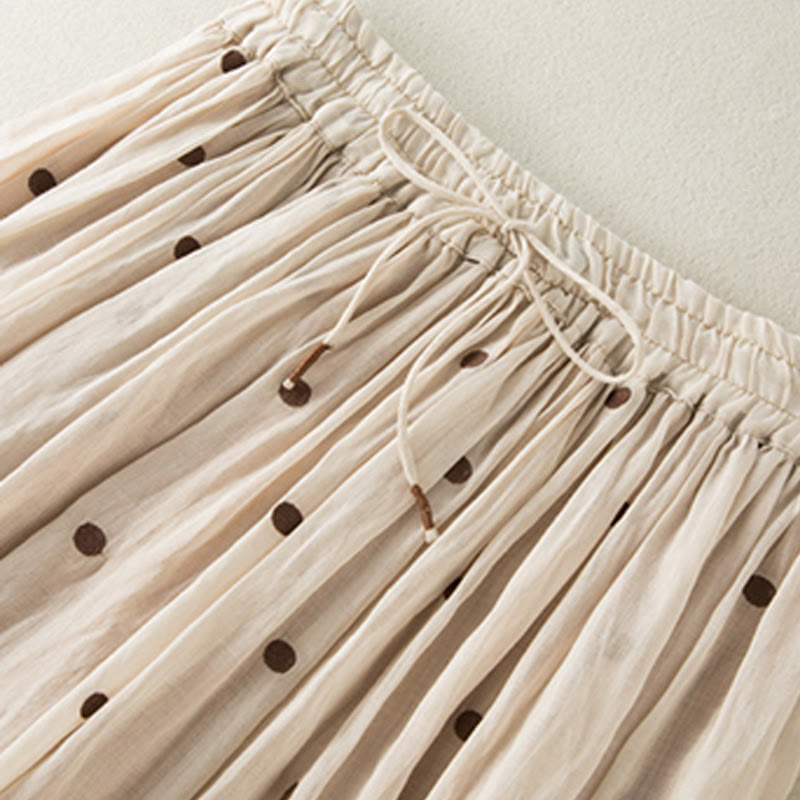 Artistic Vintage Dot Pattern Women's Pleated Skirt