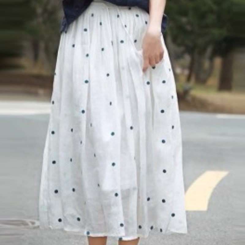 Artistic Vintage Dot Pattern Women's Pleated Skirt