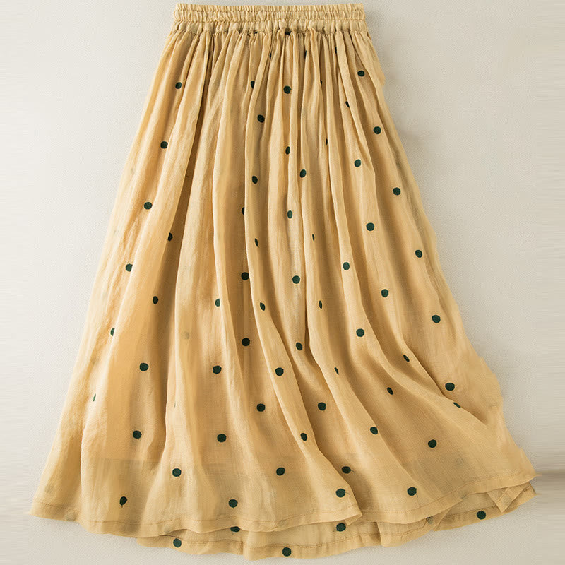 Artistic Vintage Dot Pattern Women's Pleated Skirt