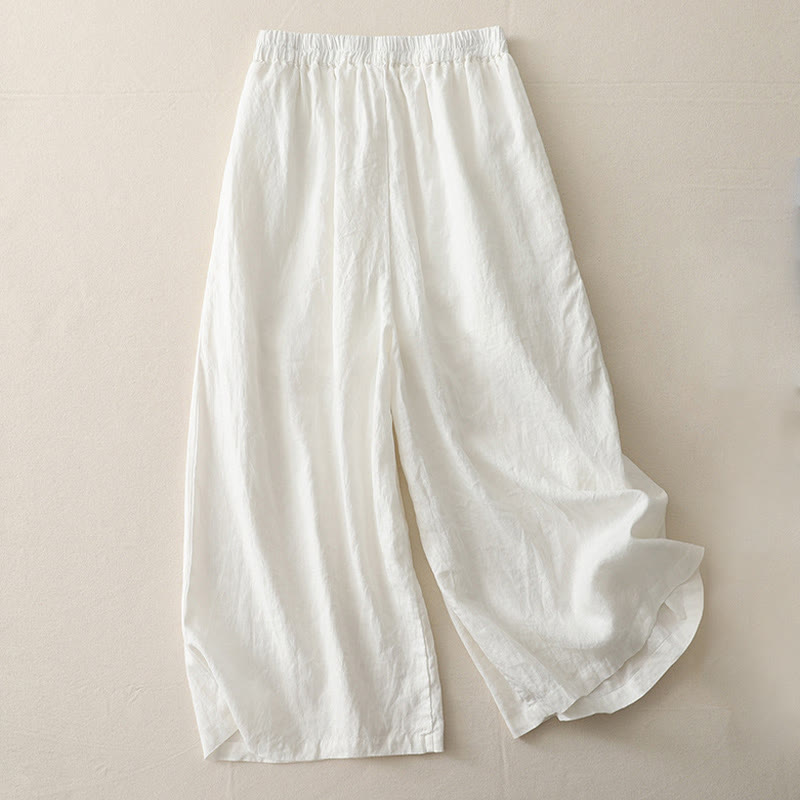 Casual Plain Tucker Pleats Elastic Women's Polyester Wide Leg Pants With Pockets