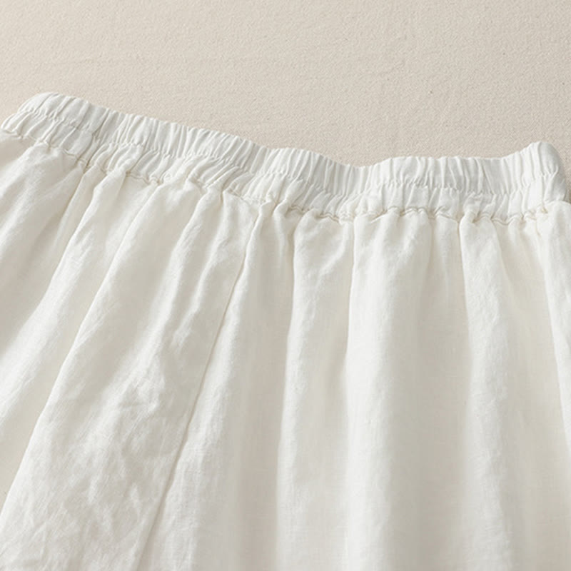 Casual Plain Tucker Pleats Elastic Women's Polyester Wide Leg Pants With Pockets