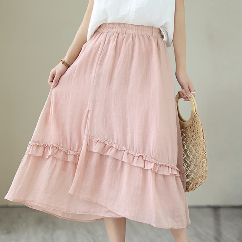 Cotton Linen Irregular Drape Mindful Movement Skirt