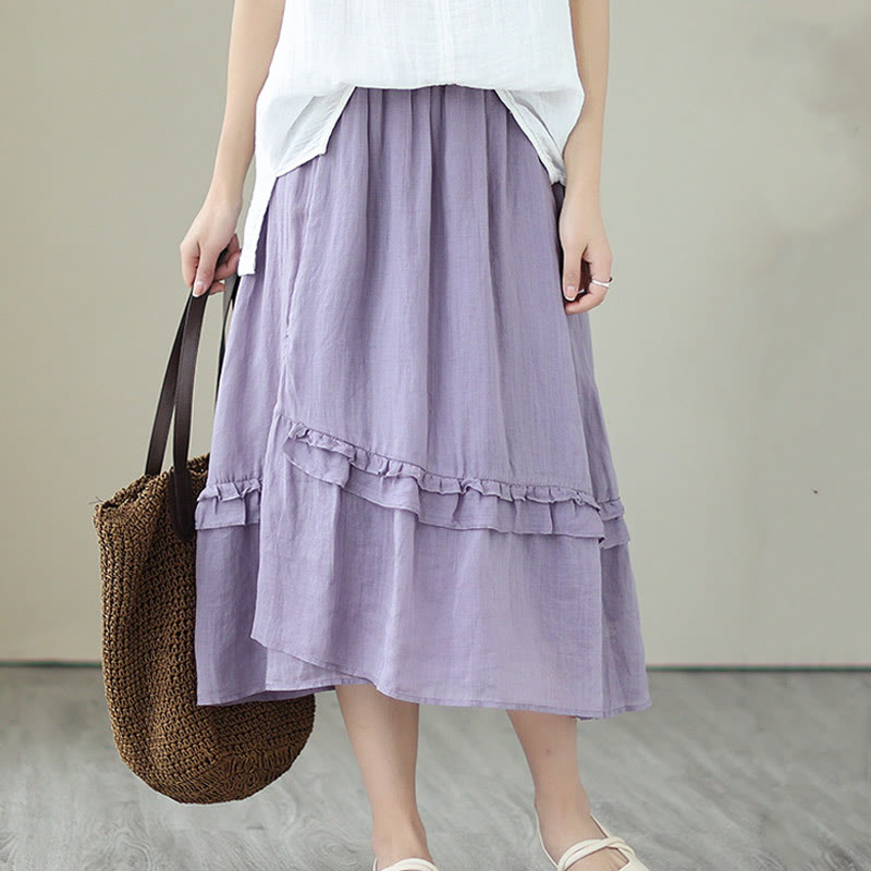 Cotton Linen Irregular Drape Mindful Movement Skirt