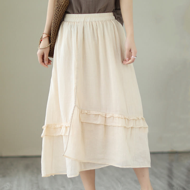 Cotton Linen Irregular Drape Mindful Movement Skirt