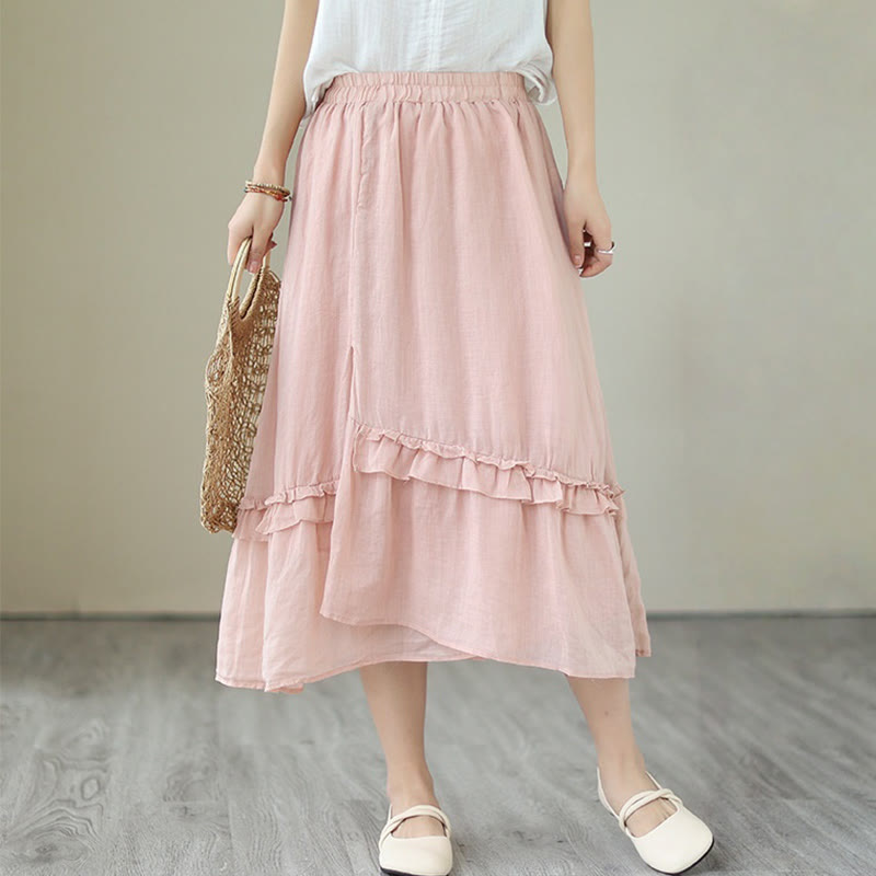 Cotton Linen Irregular Drape Mindful Movement Skirt