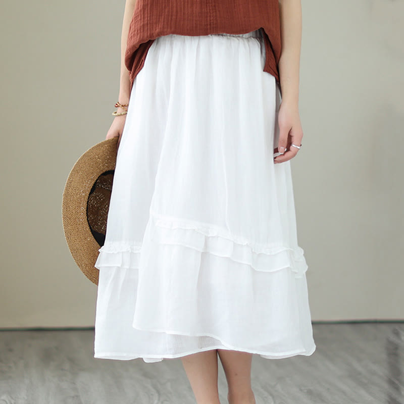 Cotton Linen Irregular Drape Mindful Movement Skirt