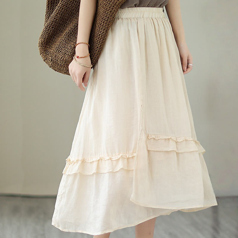 Cotton Linen Irregular Drape Mindful Movement Skirt